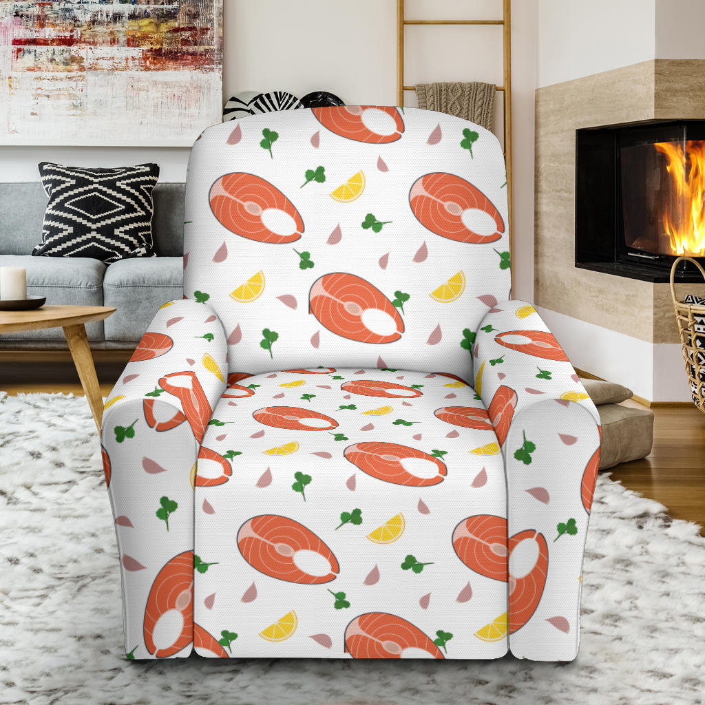 Salmon Steak Print Design LKS303 Recliner Slipcover with Pocket