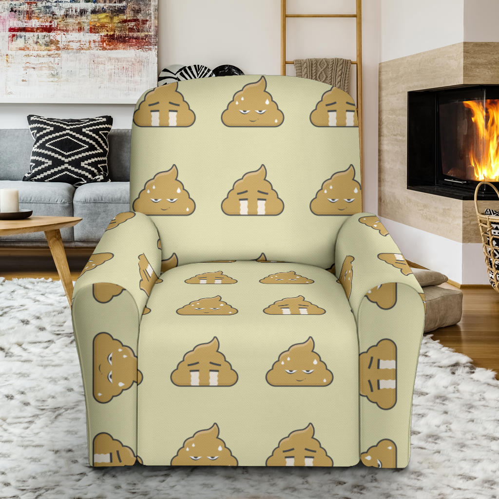 Poop Emoji Pattern Print Design A04 Recliner Slipcover with Pocket