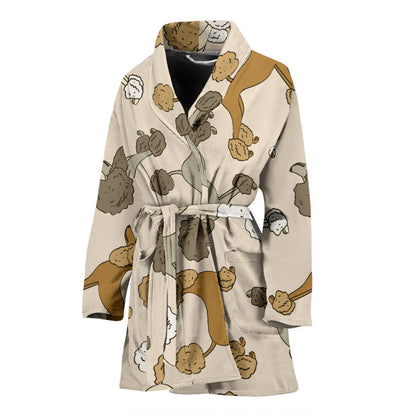 Poodle Pattern Print Design A01 Women Bathrobe