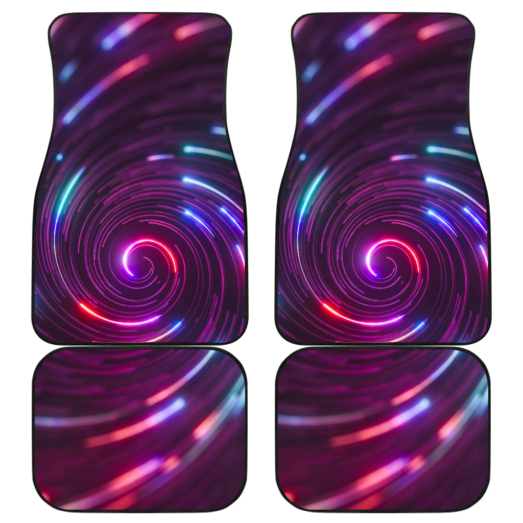 Vortex Twist Swirl Purple Neon Print Car Floor Mats Front Back