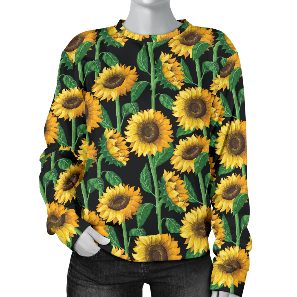 Sunflower Realistic Print Pattern Women Long Sleeve Sweatshirt