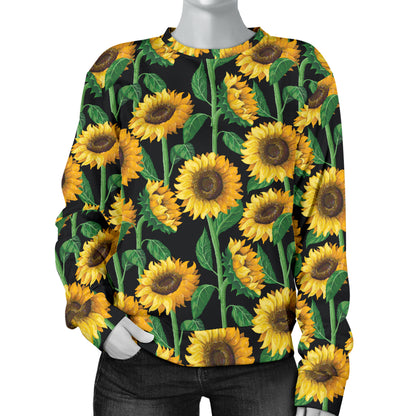 Sunflower Realistic Print Pattern Women Long Sleeve Sweatshirt