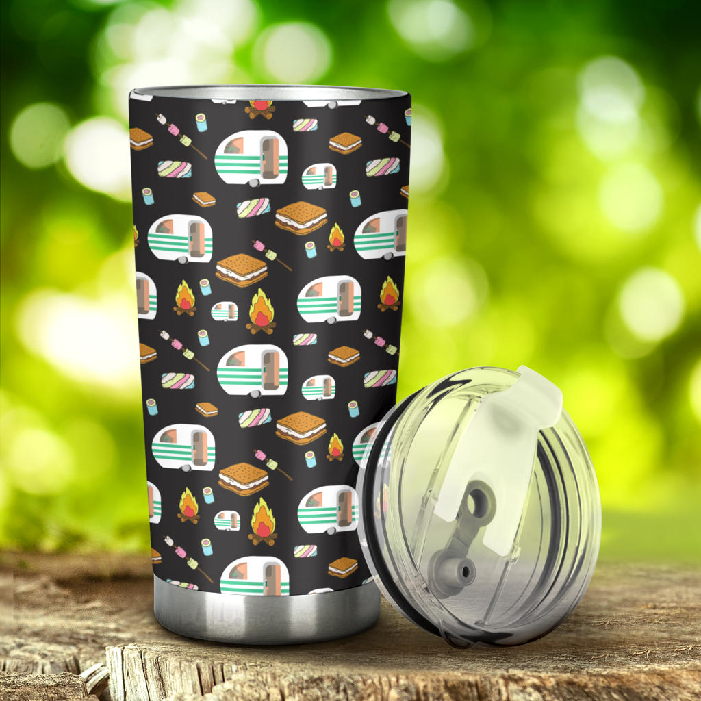 Camper marshmallow Camping Design Print Tumbler