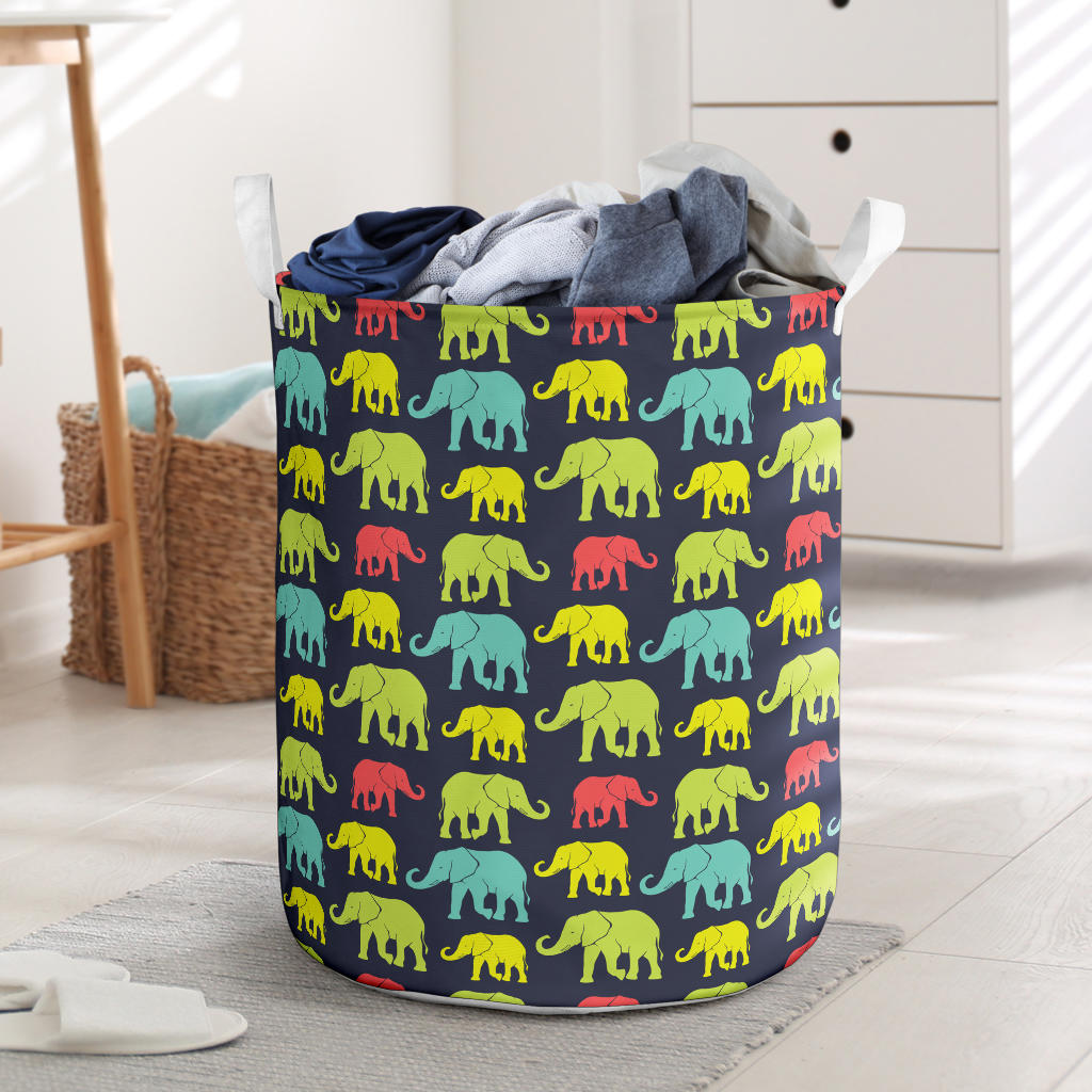 Elephant Neon Color Print Pattern Laundry Basket