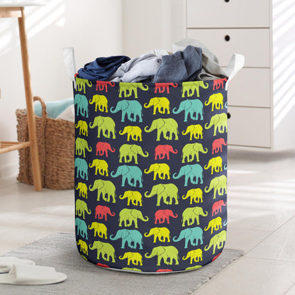 Elephant Neon Color Print Pattern Laundry Basket