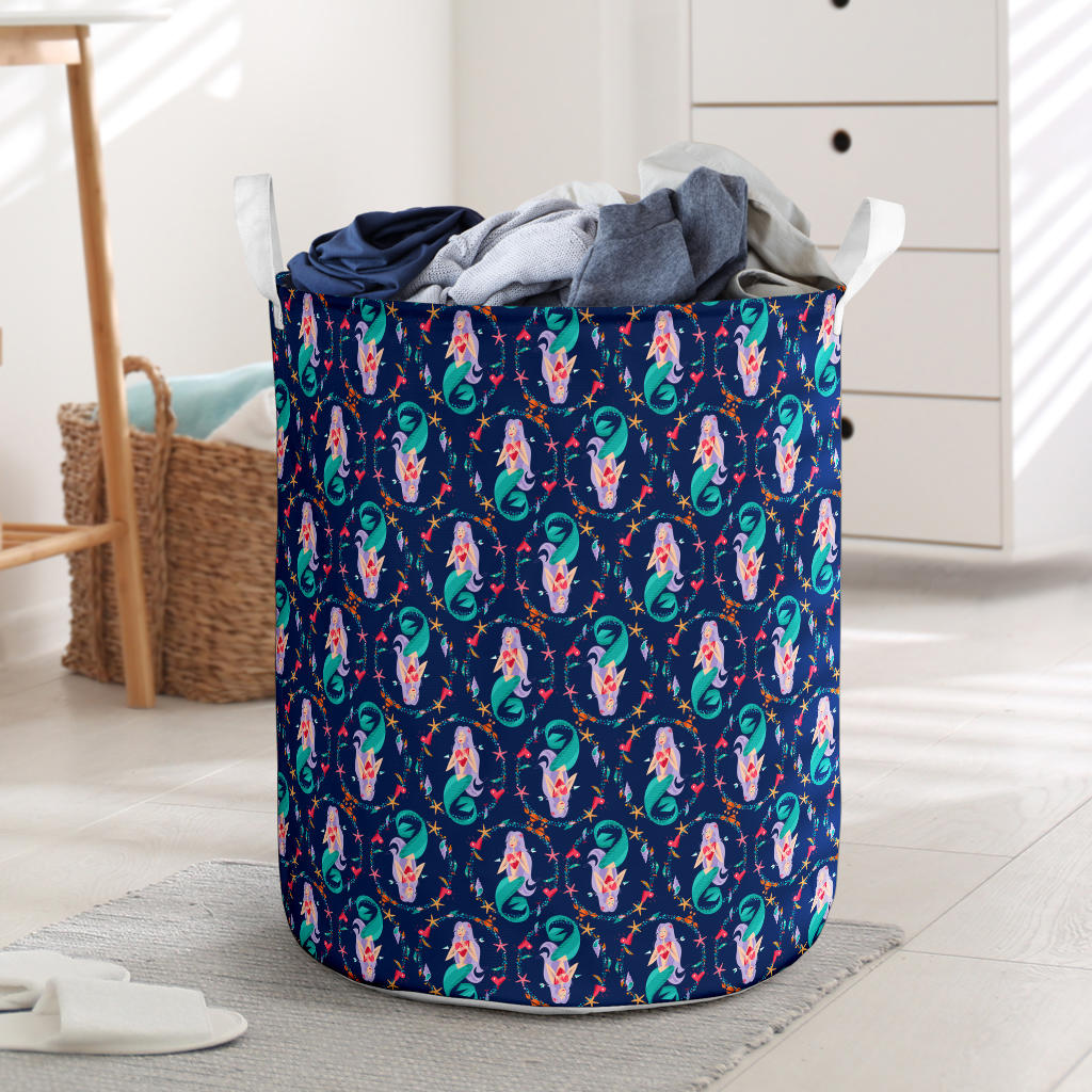 Mermaid Girl Cute Design Print Laundry Basket