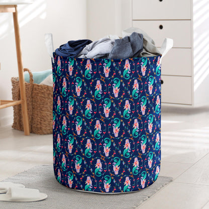 Mermaid Girl Cute Design Print Laundry Basket