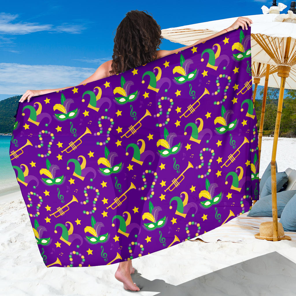 Mardi Gras Pattern Print Design 06 Sarong Pareo Wrap