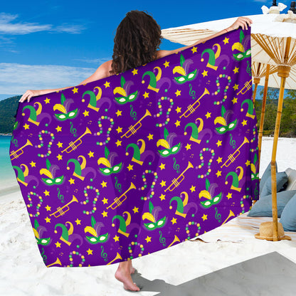 Mardi Gras Pattern Print Design 06 Sarong Pareo Wrap
