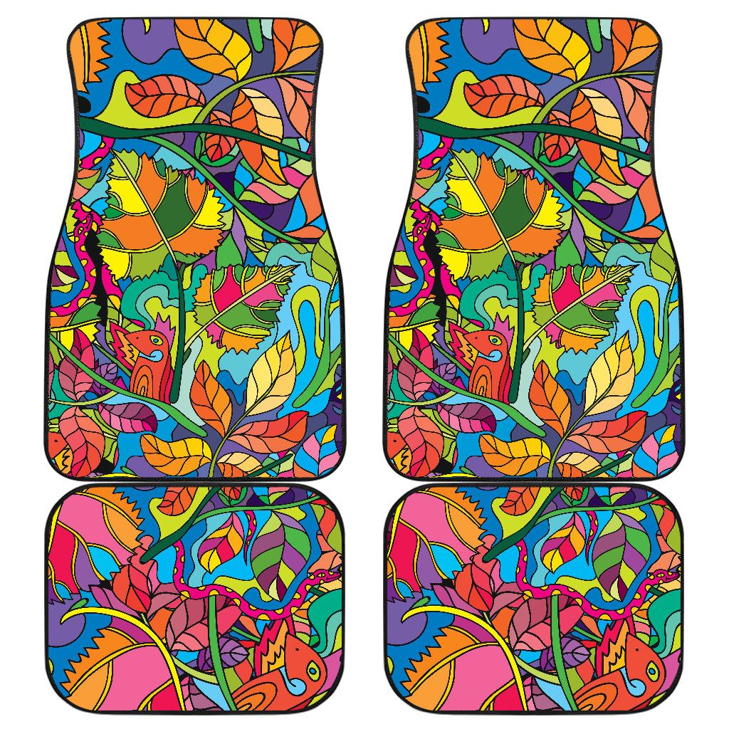 Psychedelic Trippy Flower Print Car Floor Mats Front Back