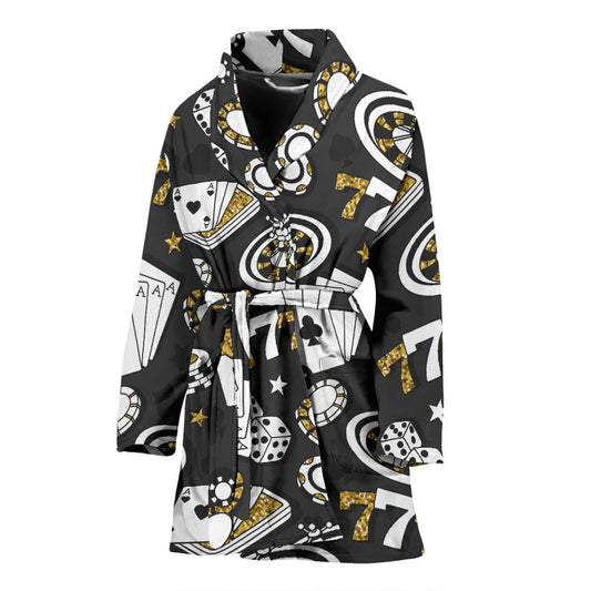 Casino Pattern Print Design 05 Women Bathrobe