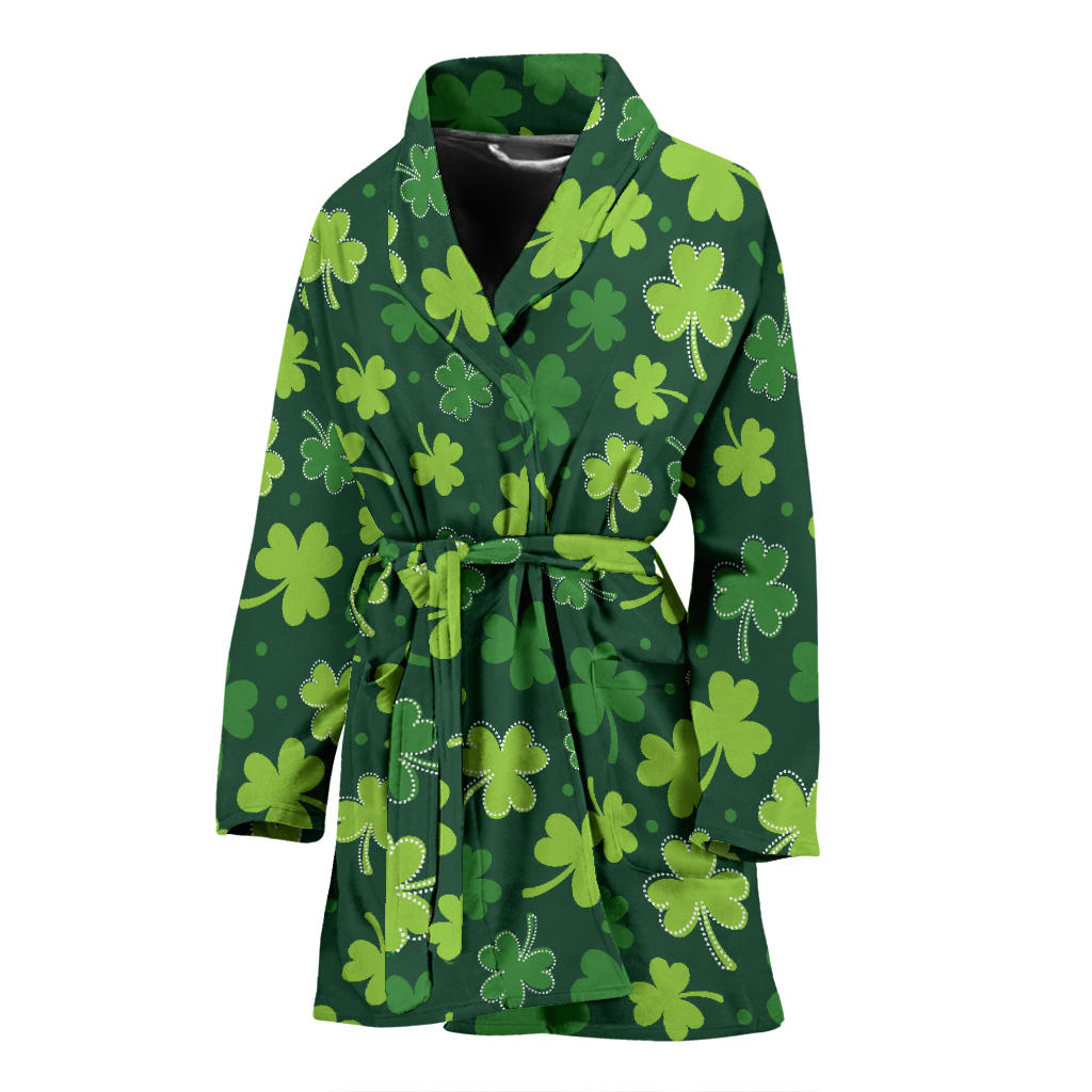 Clover Pattern Print Design 02 Women Bathrobe