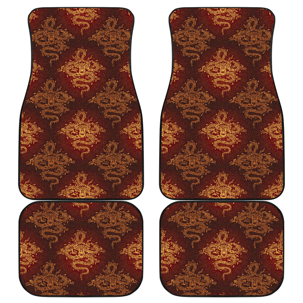 Chinese Dragons Gold Design Car Floor Mats Front Back
