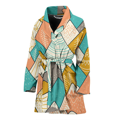Mountain Pattern Print Design 02 Women Bathrobe