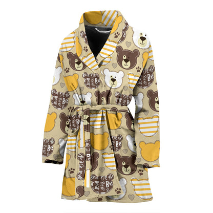 Bear PatchworkPattern Print Design 01 Women Bathrobe