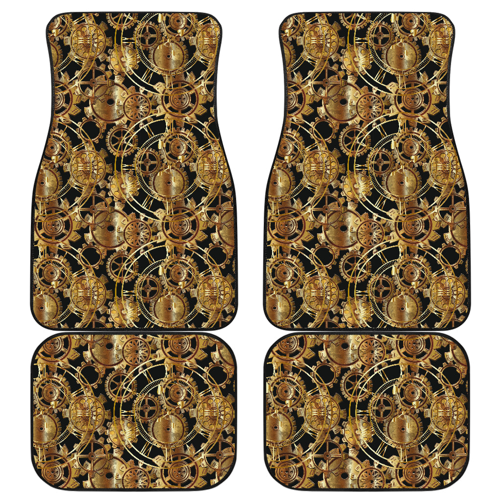 Steampunk Gear Design Themed Print Car Floor Mats Front Back