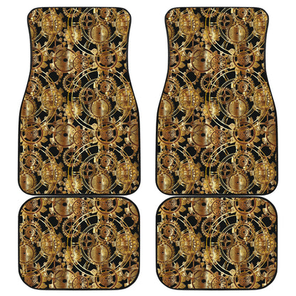 Steampunk Gear Design Themed Print Car Floor Mats Front Back