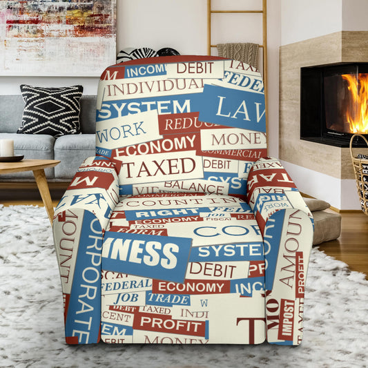 Accounting Financial Pattern Print Design 01 Recliner Slipcover with Pocket