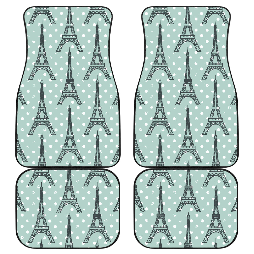 Eiffel Tower Polka Dot Print Car Floor Mats Front Back