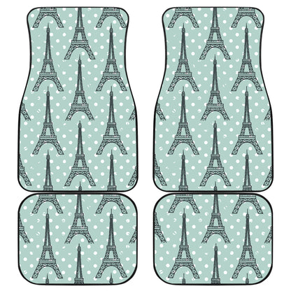 Eiffel Tower Polka Dot Print Car Floor Mats Front Back
