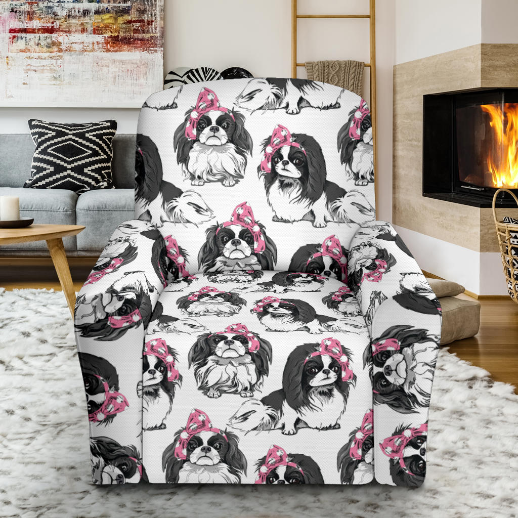 Japanese Chin Pattern Print Design 01 Recliner Slipcover with Pocket