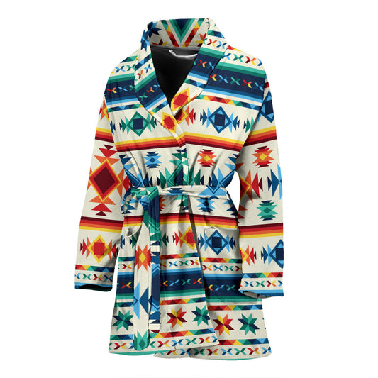 Aztec Pattern Print Design 02 Women Bathrobe