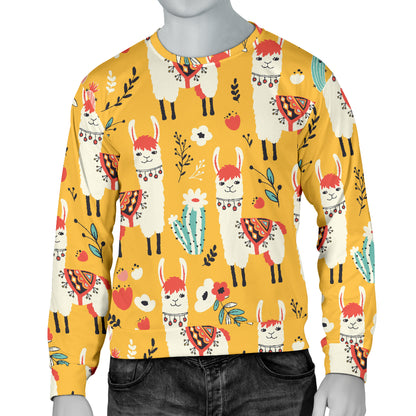 Llama Cute Themed Print Men Long Sleeve Sweatshirt