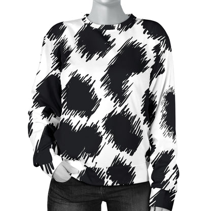 Cheetah Black Print Pattern Women Long Sleeve Sweatshirt
