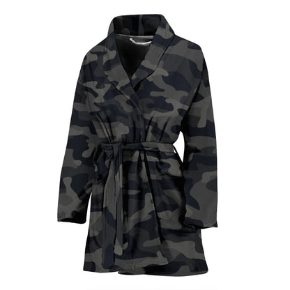 Camo Black Pattern Print Design 02 Women Bathrobe