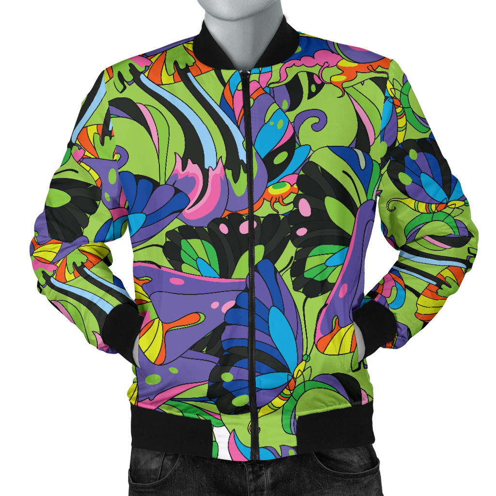 Psychedelic Trippy Mushroom Themed Men Bomber Jacket