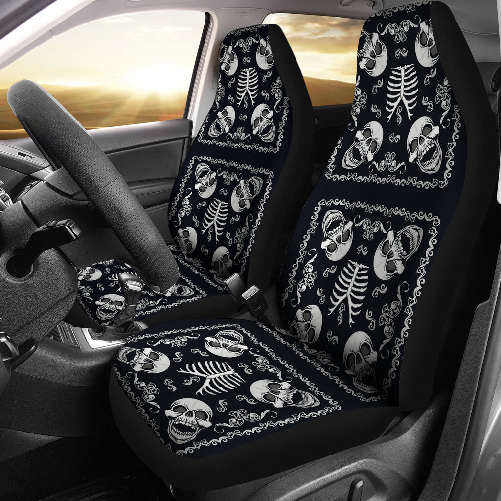 Bandana Skull Black White Print Design LKS306 Car Seat Covers