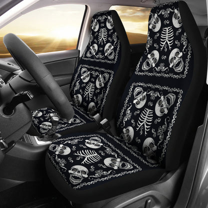 Bandana Skull Black White Print Design LKS306 Car Seat Covers