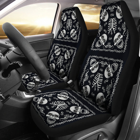 Bandana Skull Black White Print Design LKS306 Car Seat Covers