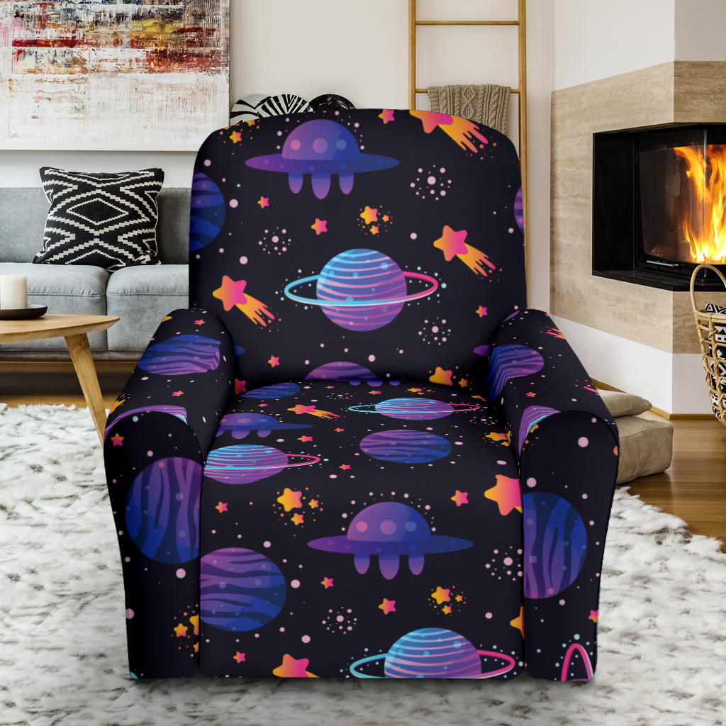 UFO Star Galaxy Print Design LKS308 Recliner Slipcover with Pocket