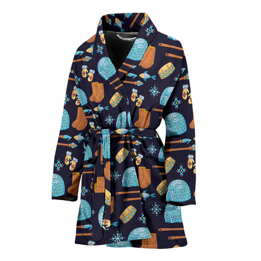 Eskimo Pattern Print Design 02 Women Bathrobe