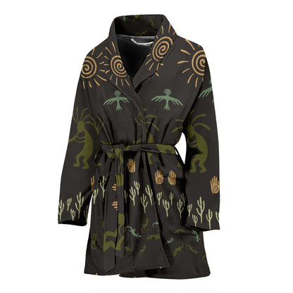 Mayan Pattern Print Design 04 Women Bathrobe