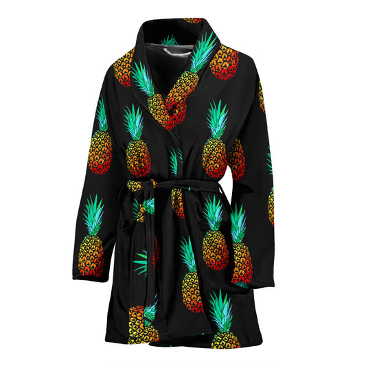 Pineapple Pattern Print Design A05 Women Bathrobe