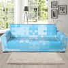 Puzzle Blue Pattern Print Design A04 Sofa Slipcover