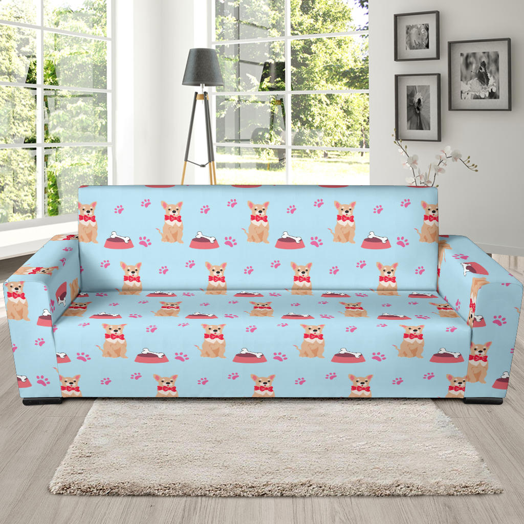 Chihuahua Pattern Print Design 05 Sofa Slipcover