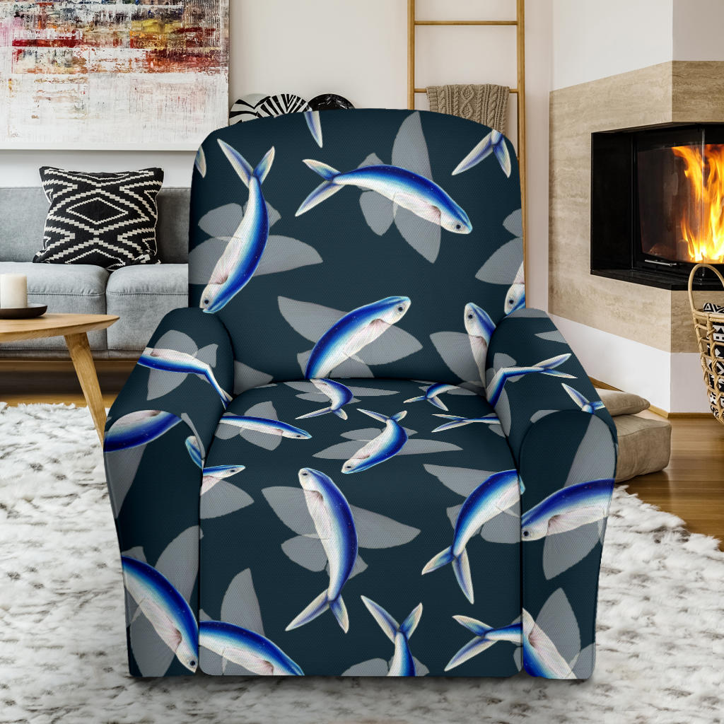 Flying Fish Pattern Print Design 04 Recliner Slipcover with Pocket