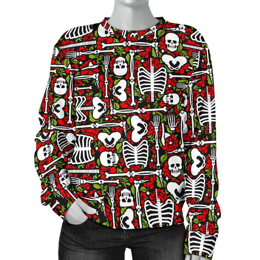 Skeleton Pattern Print Women Long Sleeve Sweatshirt