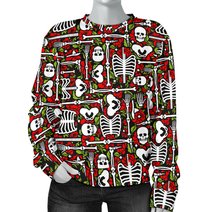 Skeleton Pattern Print Women Long Sleeve Sweatshirt