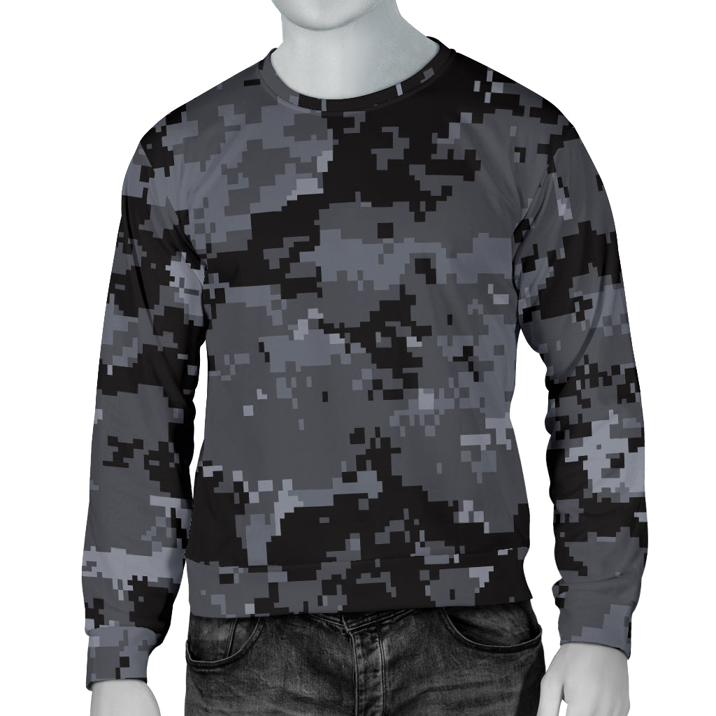 ACU Digital Black Camouflage Men Long Sleeve Sweatshirt