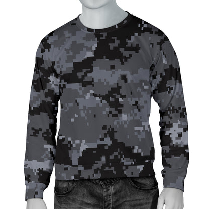 ACU Digital Black Camouflage Men Long Sleeve Sweatshirt