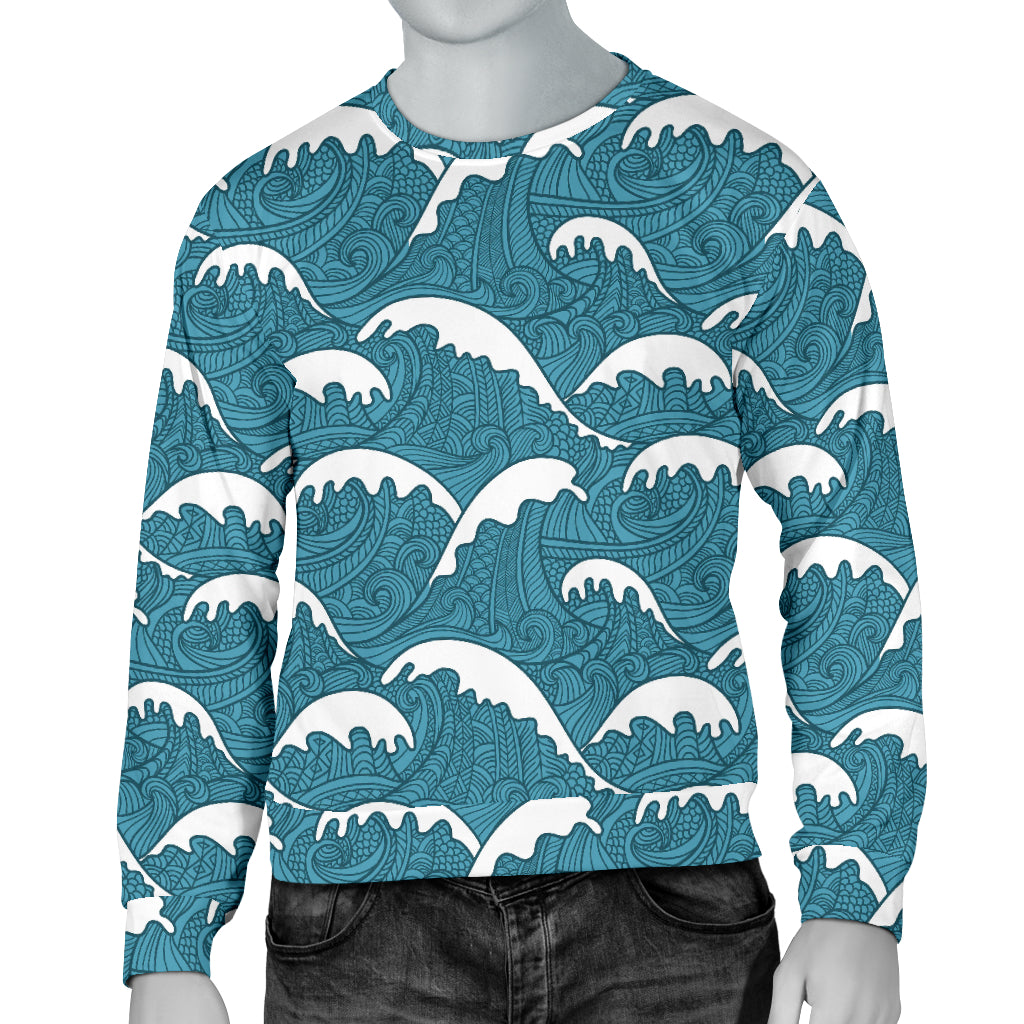 Surf Wave Tribal Design Men Long Sleeve Sweatshirt