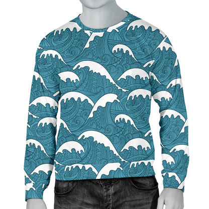 Surf Wave Tribal Design Men Long Sleeve Sweatshirt