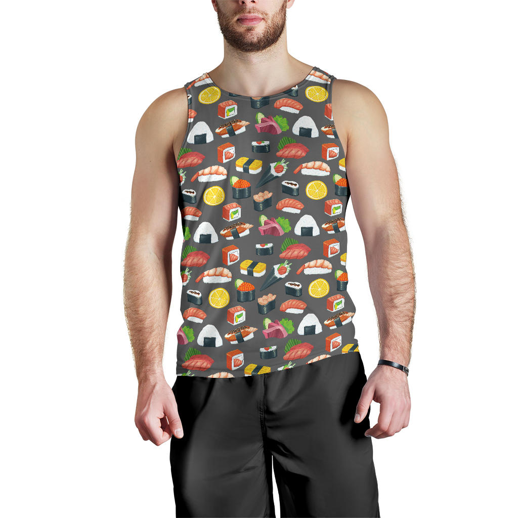Sushi Pattern Print Men Tank Top
