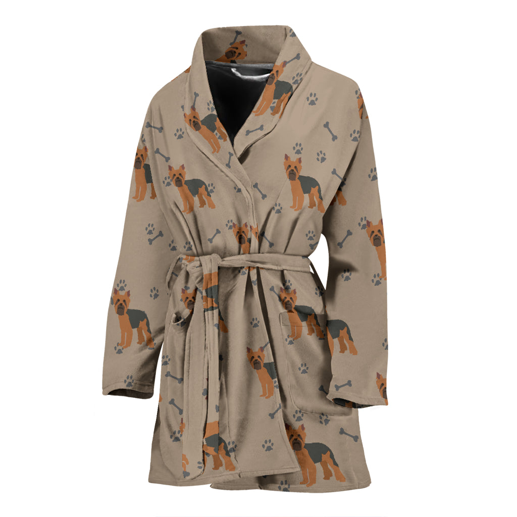Yorkshire Terriers Print Design LKS305 Women Bathrobe