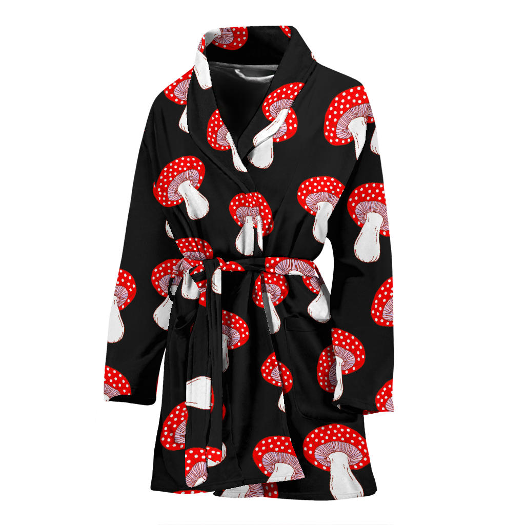 Mushroom Pattern Print Design A02 Women Bathrobe