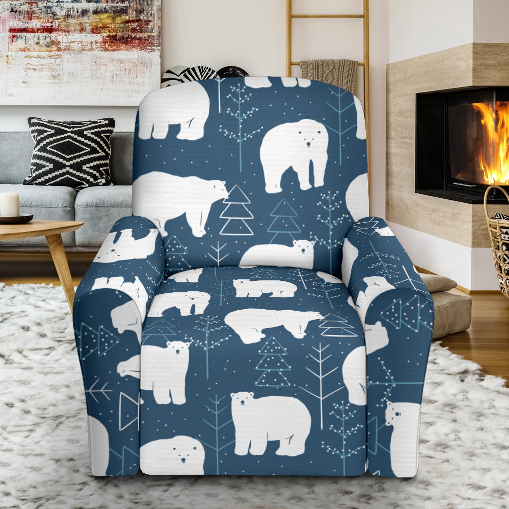 Polar Bear Pattern Print Design A01 Recliner Slipcover with Pocket